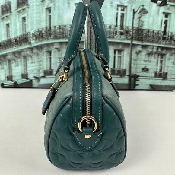 Coach CY744 Mini Rowan Crossbody Bag In Blocked Signature Leather IN Dark - Picture 2 of 9